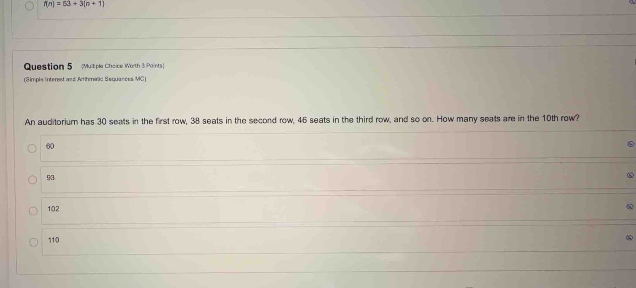 question 5 (multiple choice worth 3 points) (simple interest and arithm…