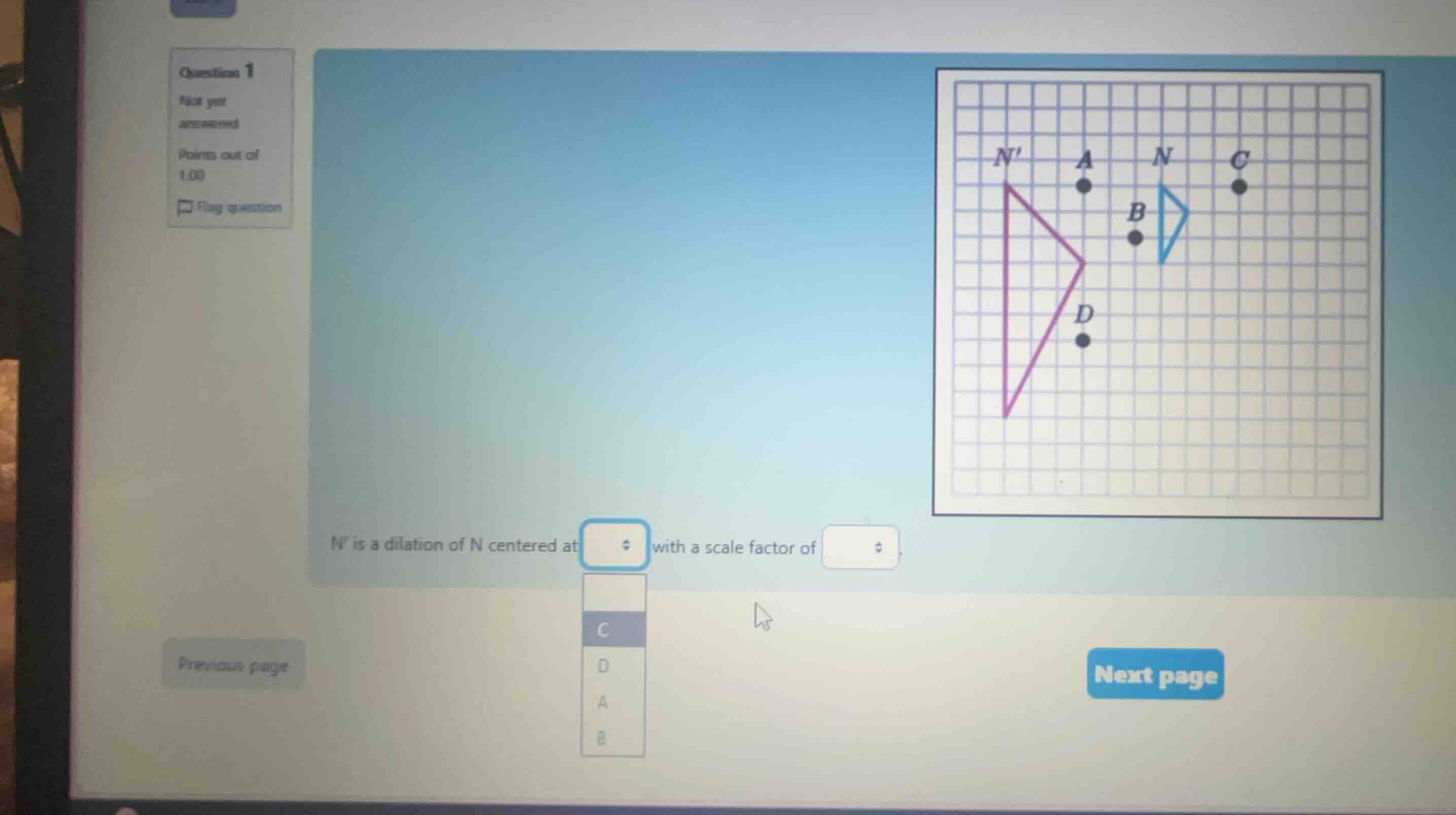 \\(n\\) is a dilation of \\(n\\) centered at with a scale factor of