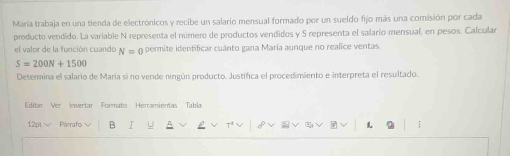 maría trabaja en una tienda de electrónicos y recibe un salario mensual…