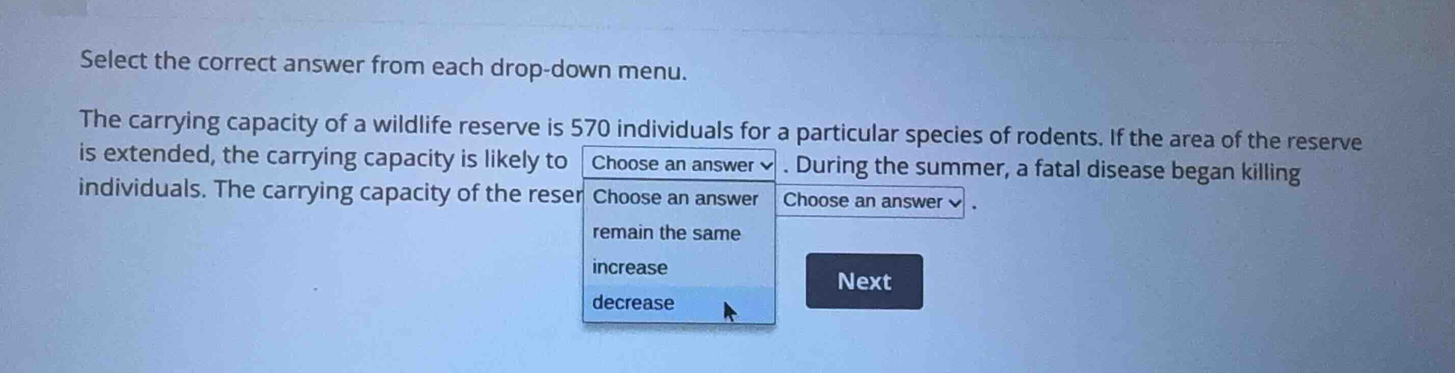 select the correct answer from each drop-down menu. the carrying capaci…