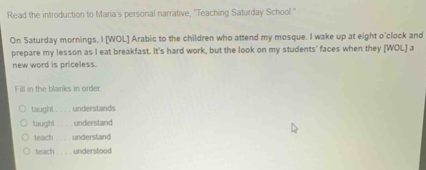 read the introduction to marias personal narrative, \teaching saturday …