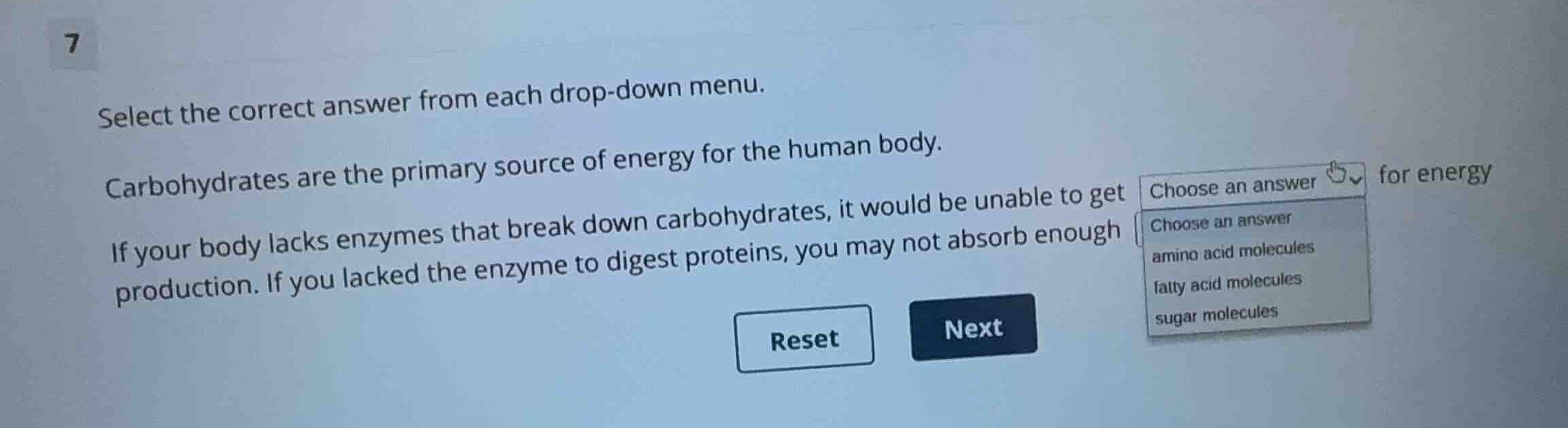 select the correct answer from each drop-down menu. carbohydrates are t…