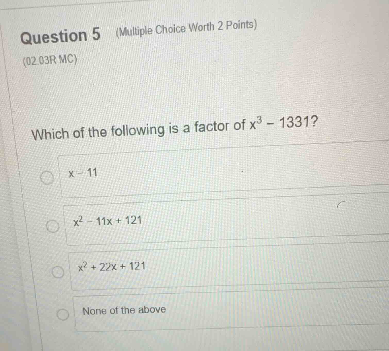 question 5 (multiple choice worth 2 points) (02.03r mc) which of the fo…