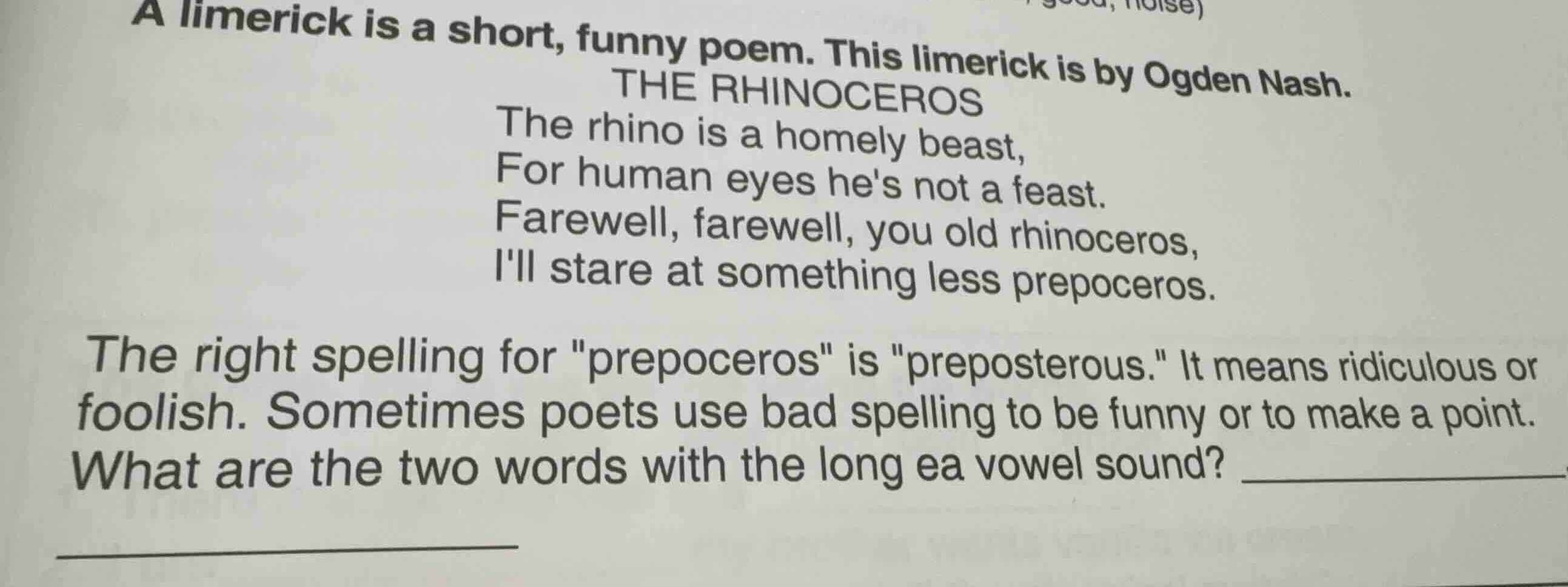 a limerick is a short, funny poem. this limerick is by ogden nash. the …