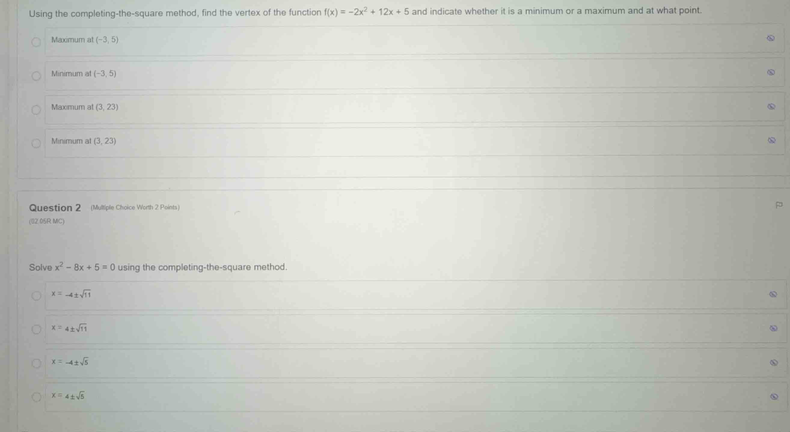 using the completing-the-square method, find the vertex of the function…