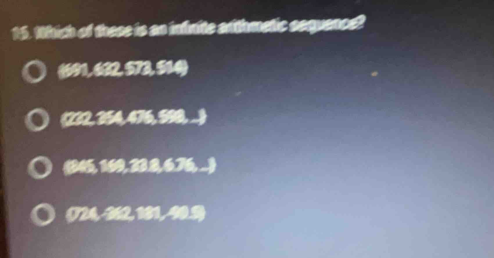 15. which of these is an infinite arithmetic sequence? (691, 632, 573, …