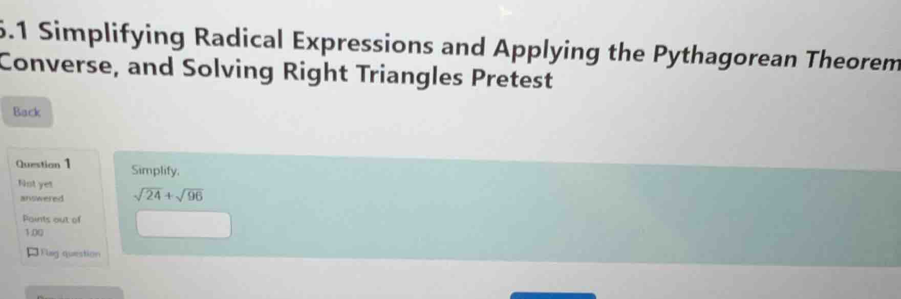 5.1 simplifying radical expressions and applying the pythagorean theore…