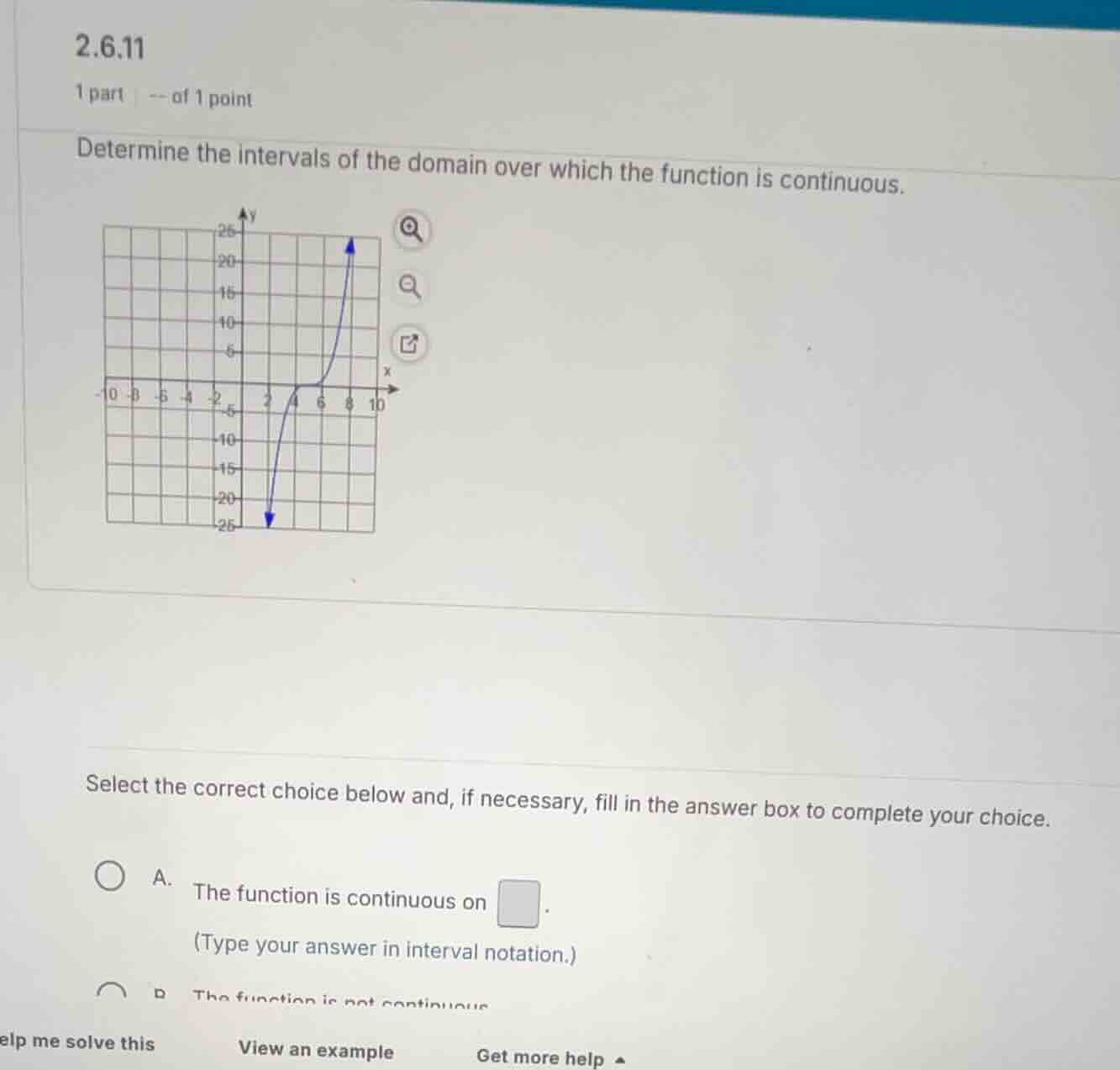 determine the intervals of the domain over which the function is contin…