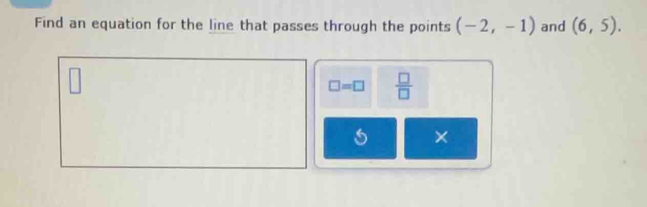 find an equation for the line that passes through the points \\((-2, -1…