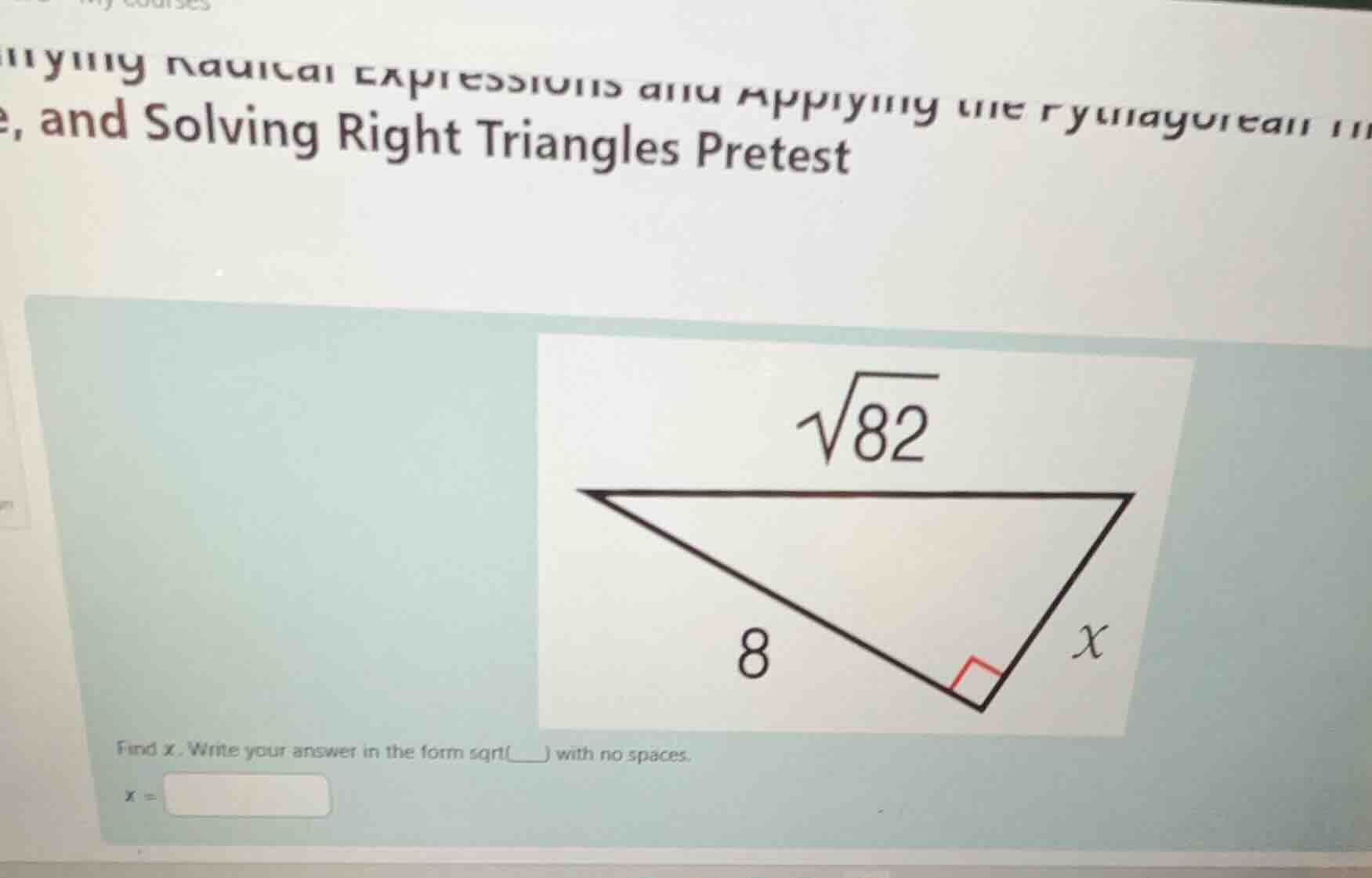 simplifying radical expressions and applying the pythagorean theorem, a…