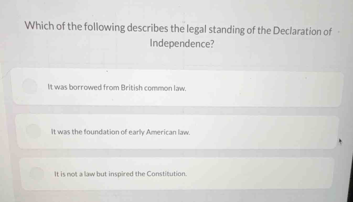 which of the following describes the legal standing of the declaration …