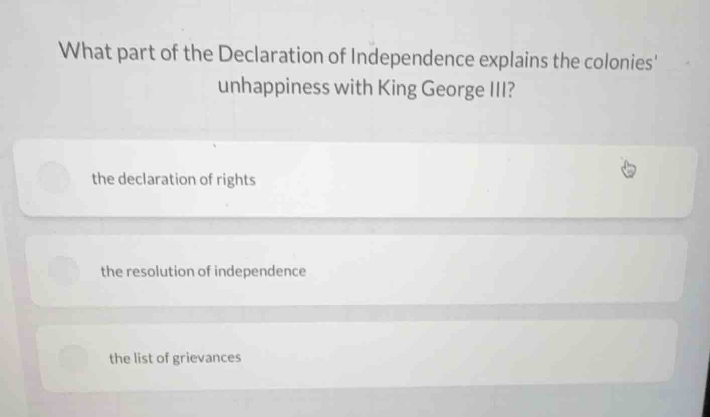 what part of the declaration of independence explains the colonies unha…