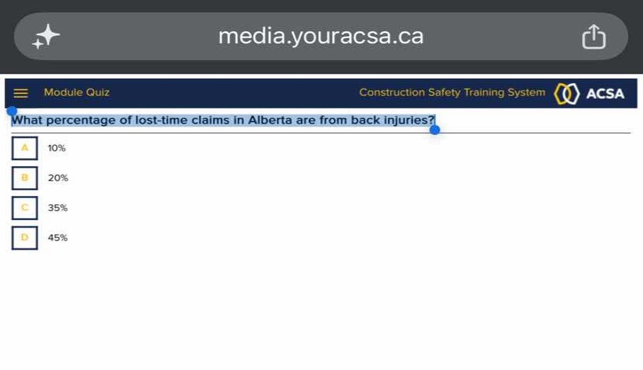 what percentage of lost-time claims in alberta are from back injuries? …