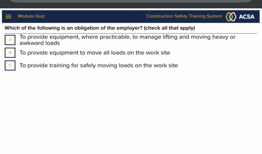 which of the following is an obligation of the employer? (check all tha…