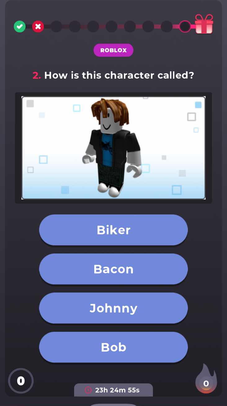 roblox 2. how is this character called? biker bacon johnny bob