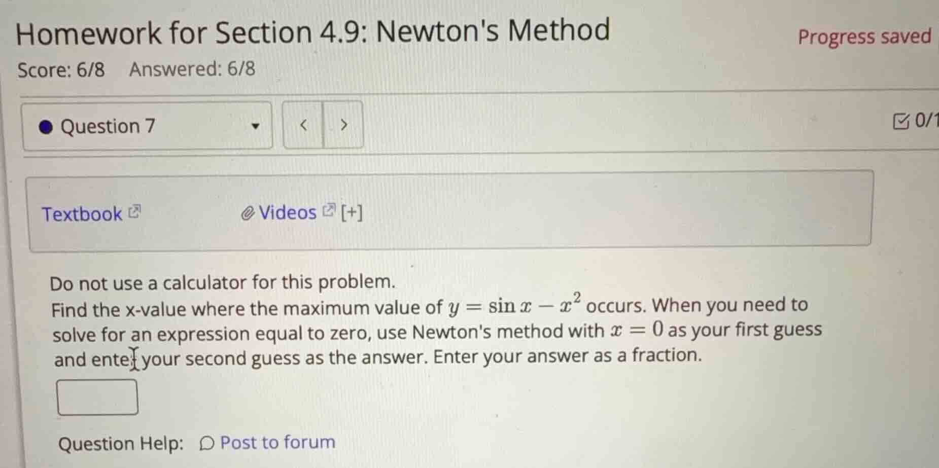 do not use a calculator for this problem. find the x-value where the ma…