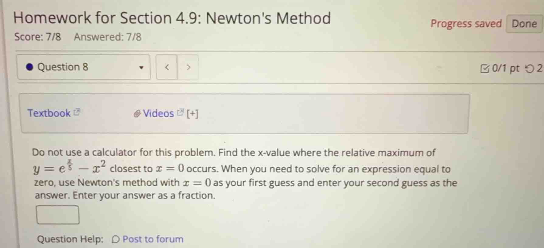 do not use a calculator for this problem. find the x-value where the re…