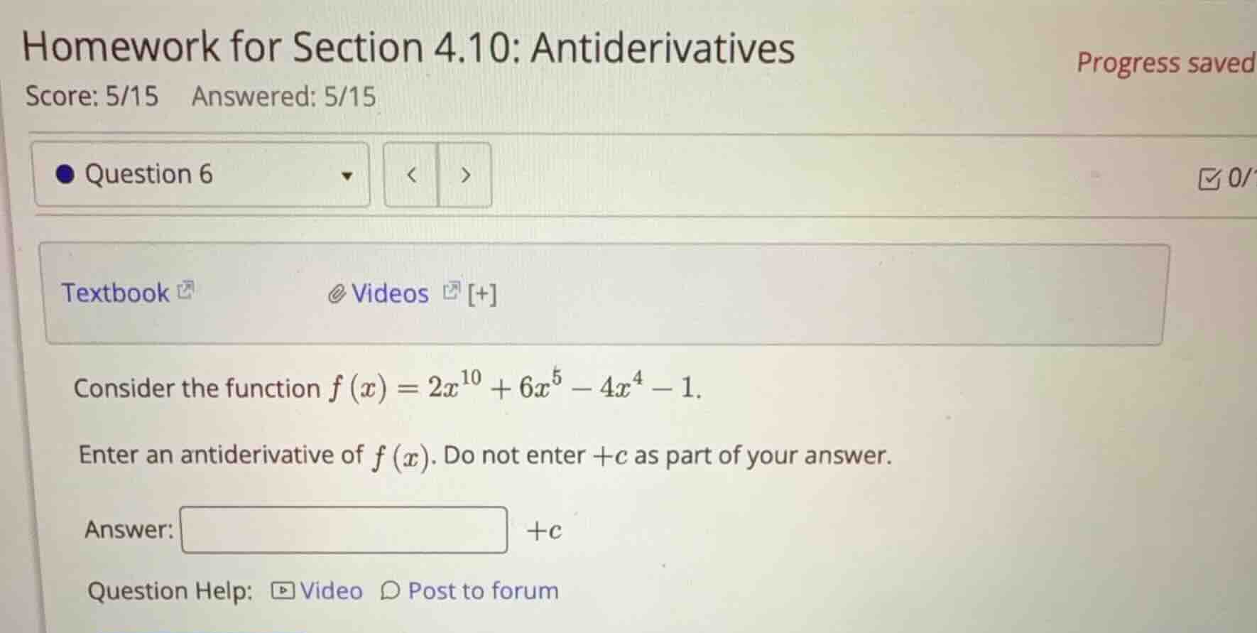 consider the function \\(f(x) = 2x^{10} + 6x^5 - 4x^4 - 1\\). enter an …