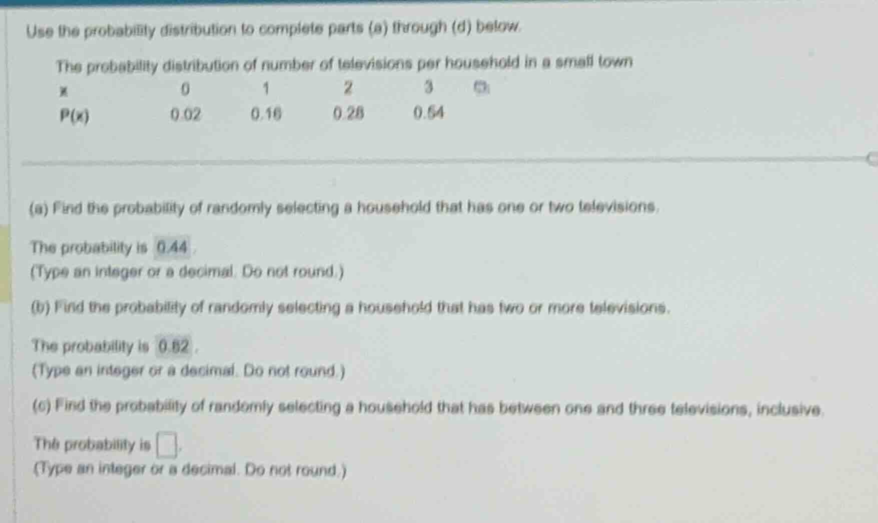 use the probability distribution to complete parts (a) through (d) belo…
