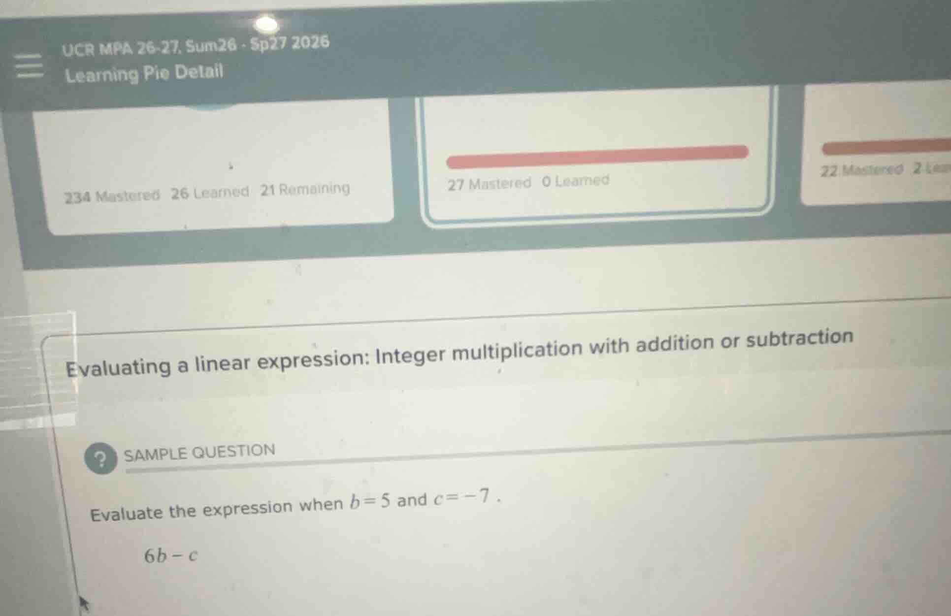 evaluating a linear expression: integer multiplication with addition or…