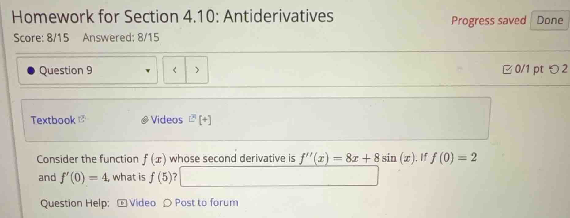 consider the function (f(x)) whose second derivative is (f(x) = 8x + 8s…