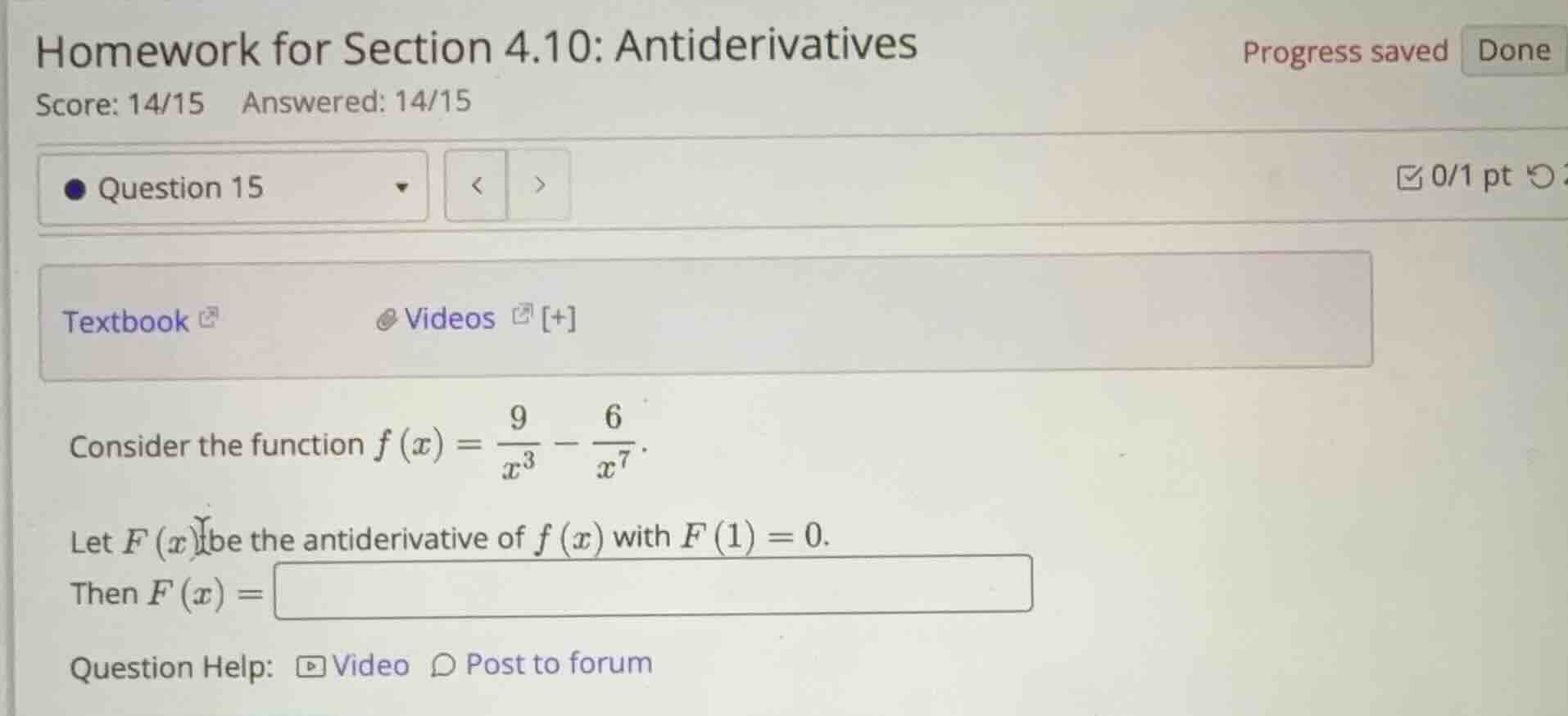 consider the function \\(f(x) = \\frac{9}{x^3} - \\frac{6}{x^7}\\). let…