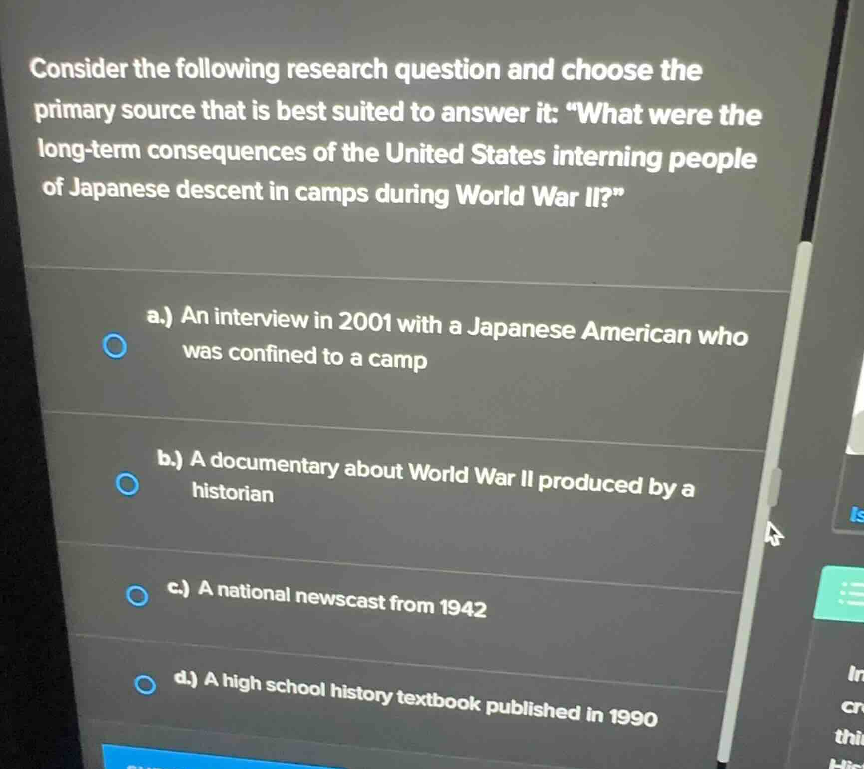 consider the following research question and choose the primary source …