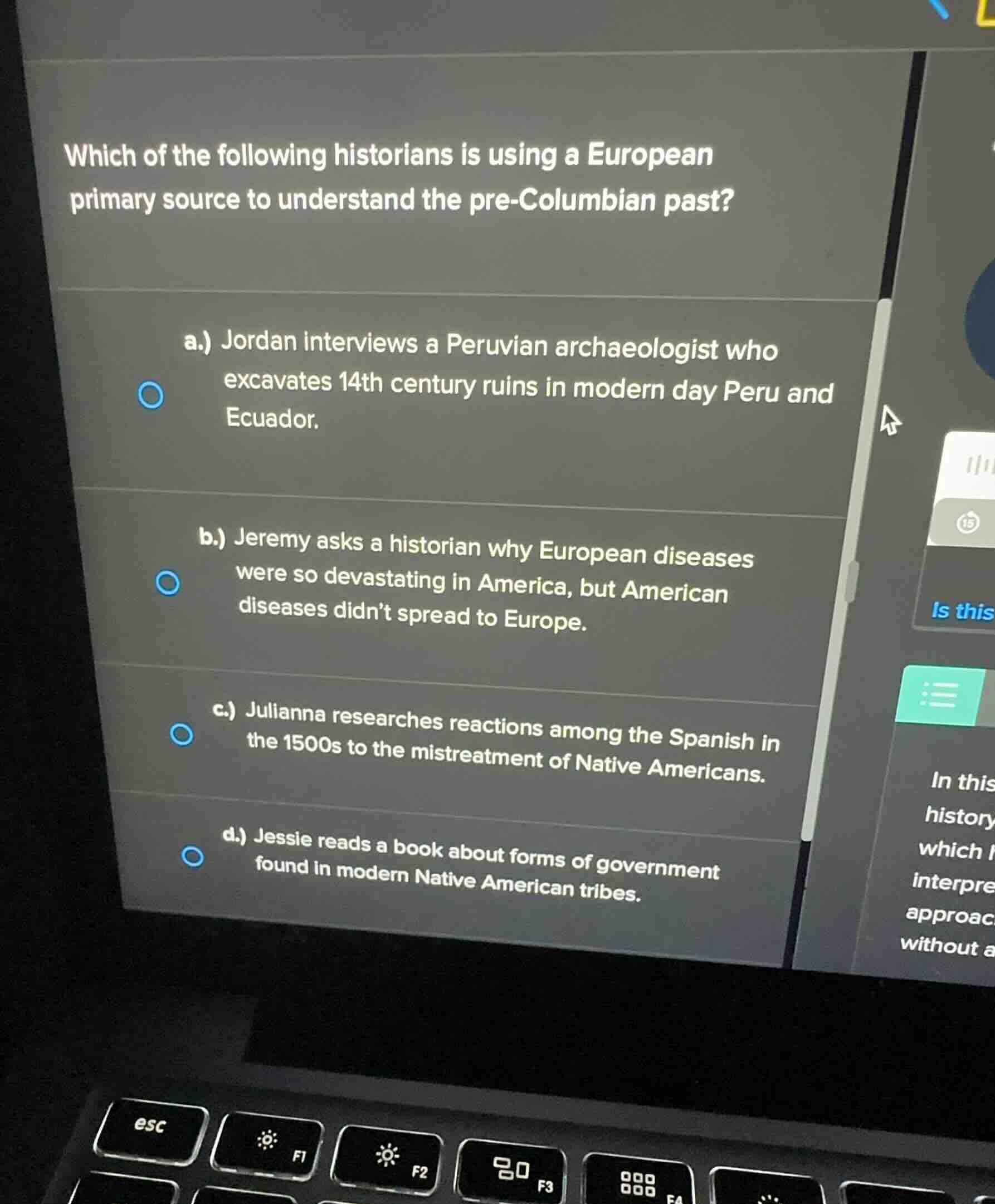 which of the following historians is using a european primary source to…