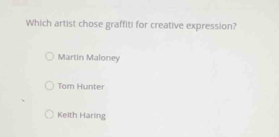 which artist chose graffiti for creative expression? martin maloney tom…