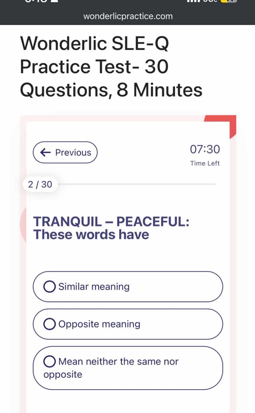 tranquil - peaceful: these words have - similar meaning - opposite mean…