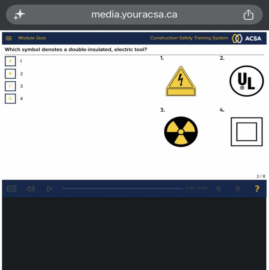 which symbol denotes a double-insulated, electric tool? a 1 b 2 c 3 d 4