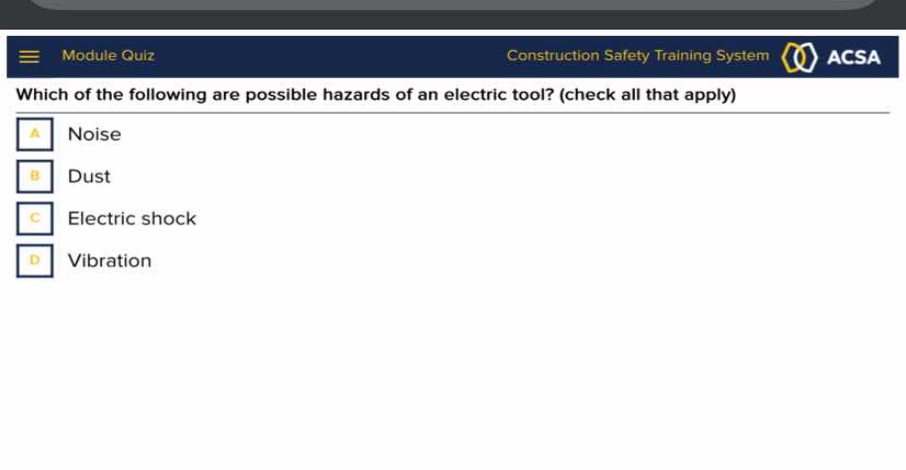which of the following are possible hazards of an electric tool? (check…