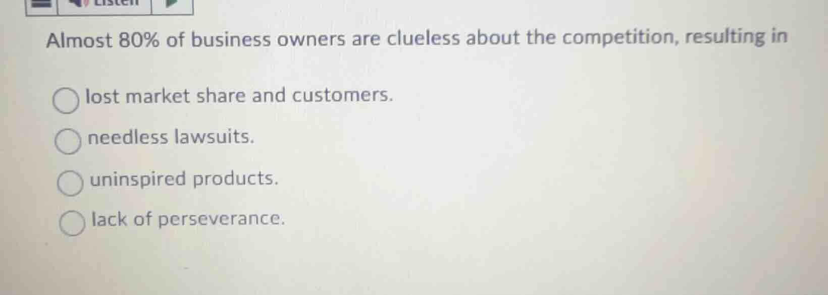 almost 80% of business owners are clueless about the competition, resul…