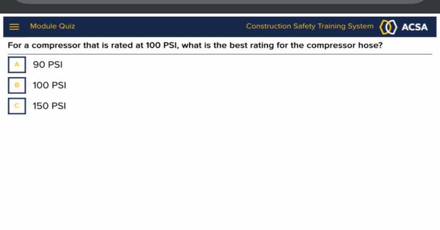 for a compressor that is rated at 100 psi, what is the best rating for …