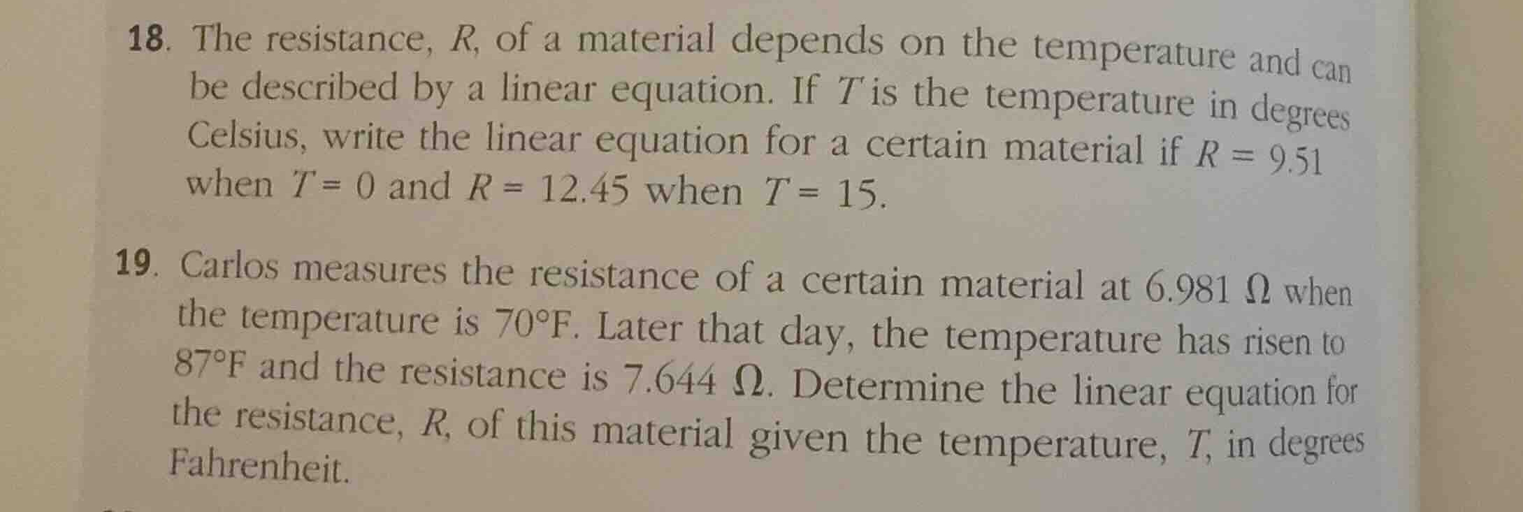 18. the resistance, \\(r\\), of a material depends on the temperature a…