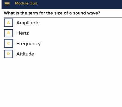what is the term for the size of a sound wave? a amplitude b hertz c fr…