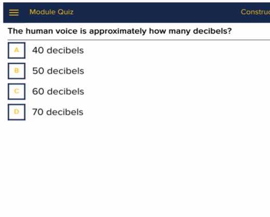 the human voice is approximately how many decibels? a 40 decibels b 50 …