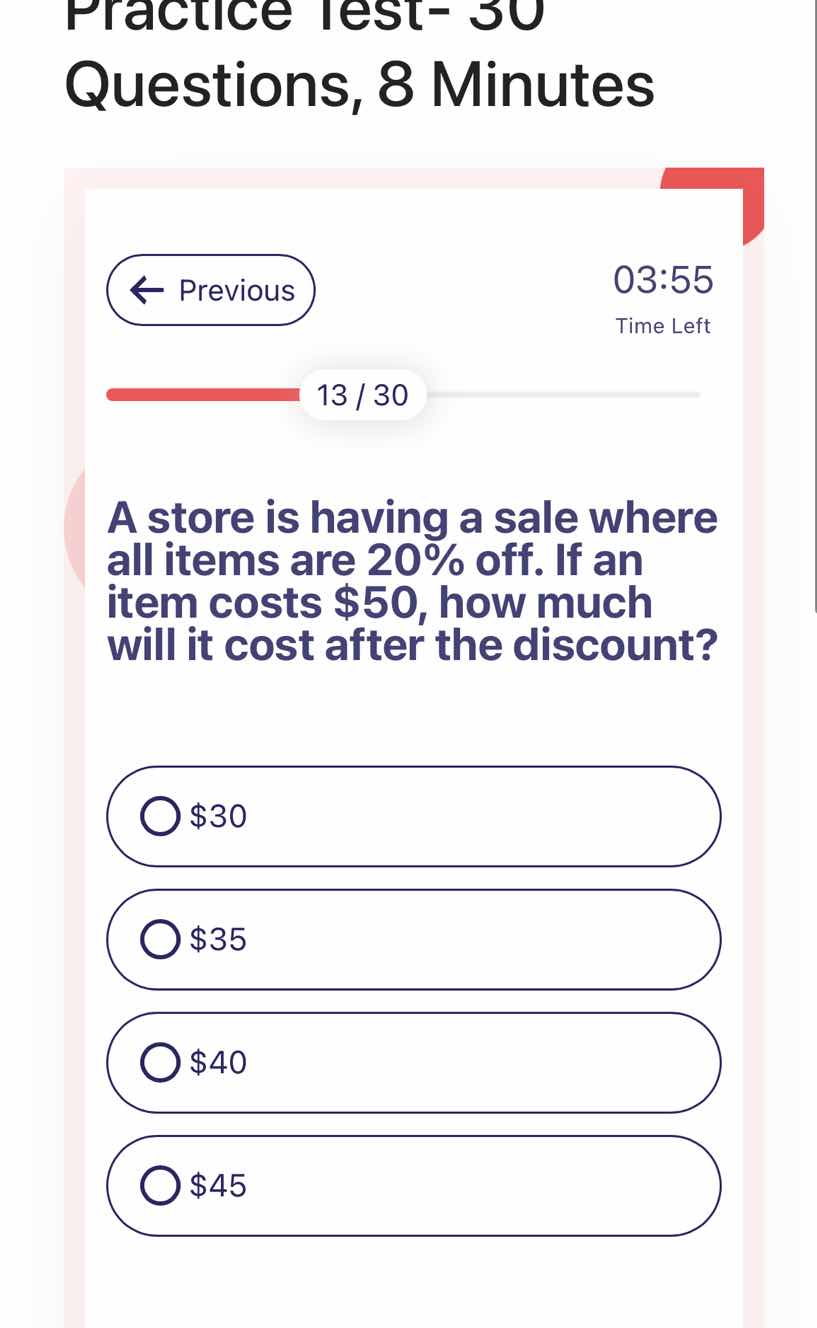 a store is having a sale where all items are 20% off. if an item costs …