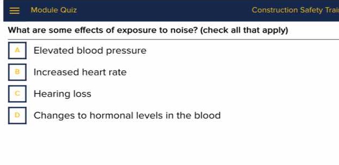 what are some effects of exposure to noise? (check all that apply) a el…