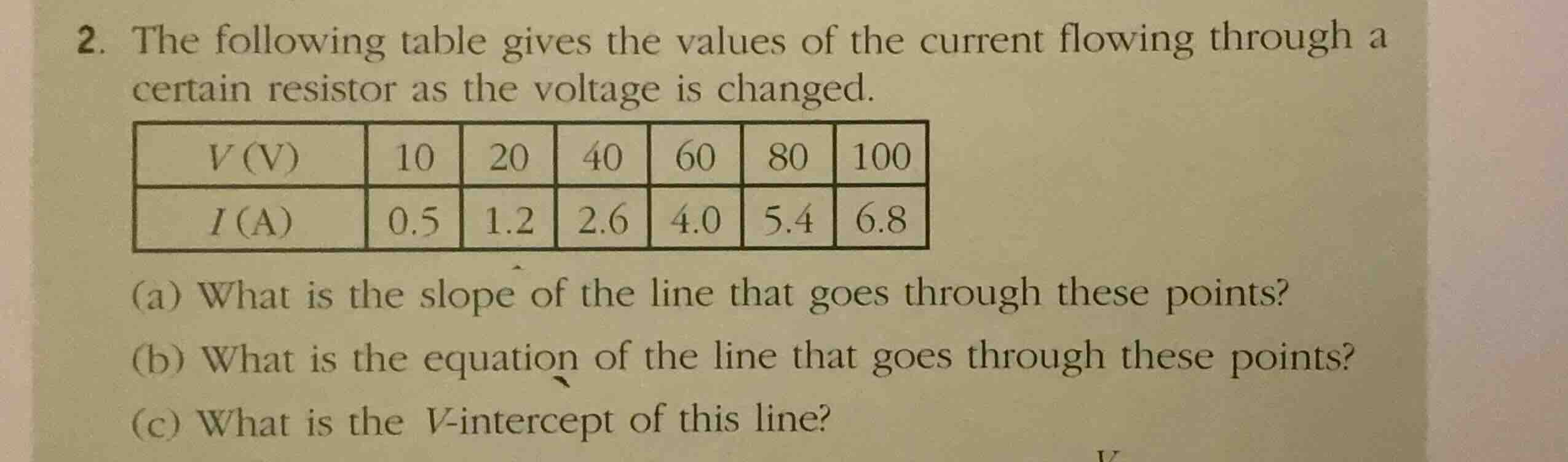2. the following table gives the values of the current flowing through …