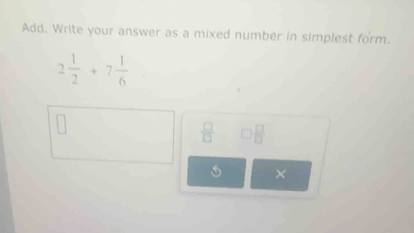 add. write your answer as a mixed number in simplest form. \\2\\frac{1}…