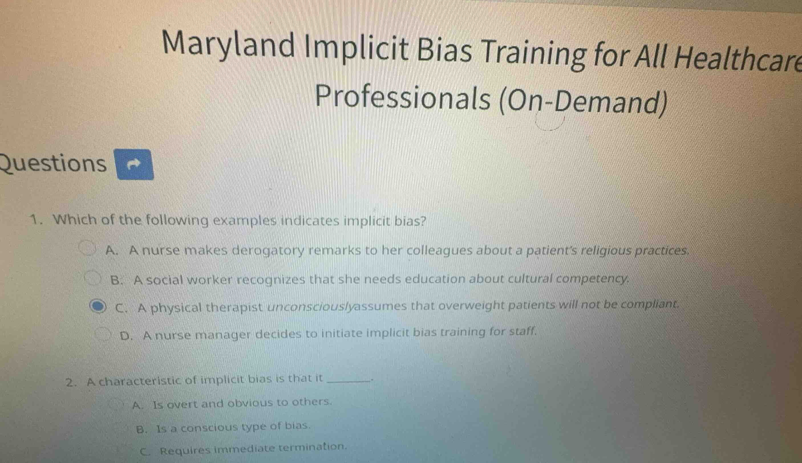 maryland implicit bias training for all healthcare professionals (on-de…
