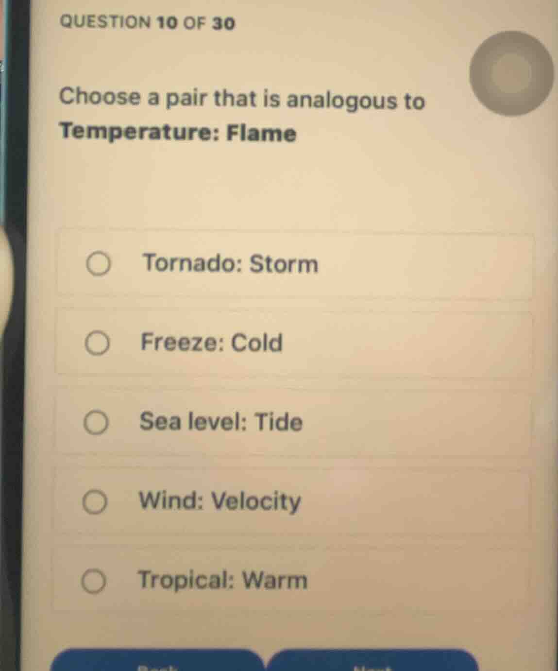 question 10 of 30 choose a pair that is analogous to temperature: flame…