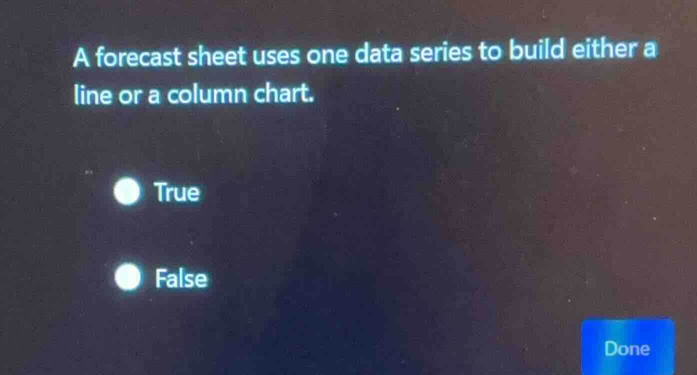 a forecast sheet uses one data series to build either a line or a colum…