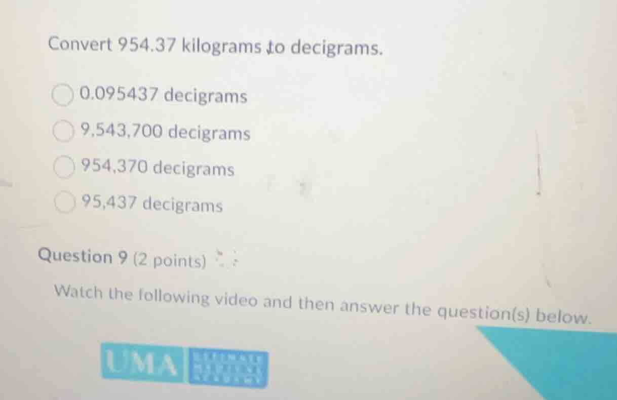 convert 954.37 kilograms to decigrams. 0.095437 decigrams 9,543,700 dec…