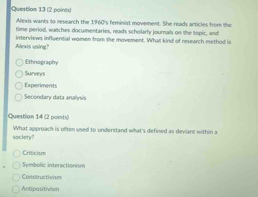 question 13 (2 points) alexis wants to research the 1960s feminist move…