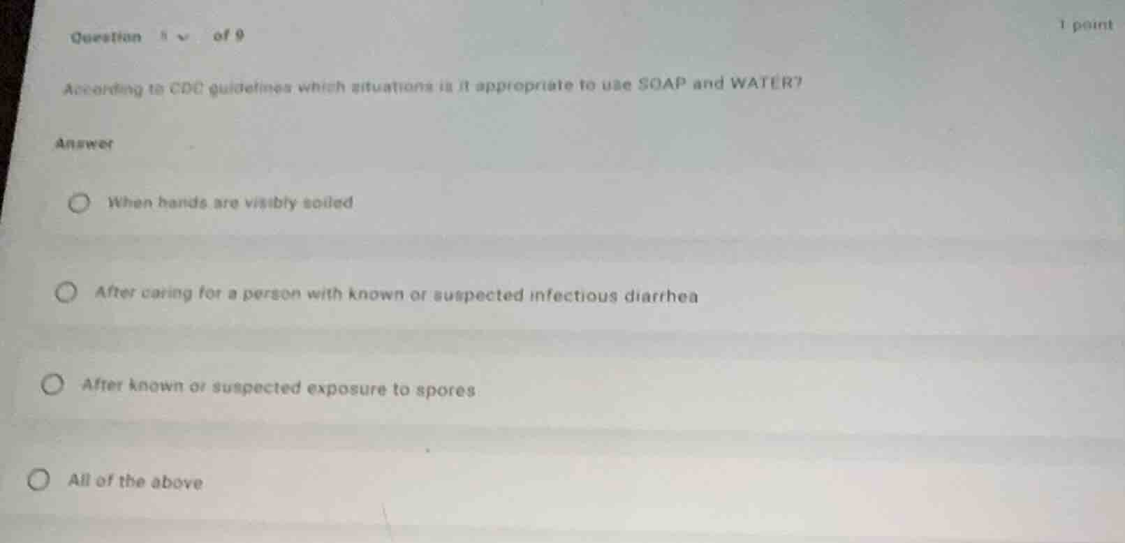 question 1 of 9 1 point according to cdc guidelines which situations is…