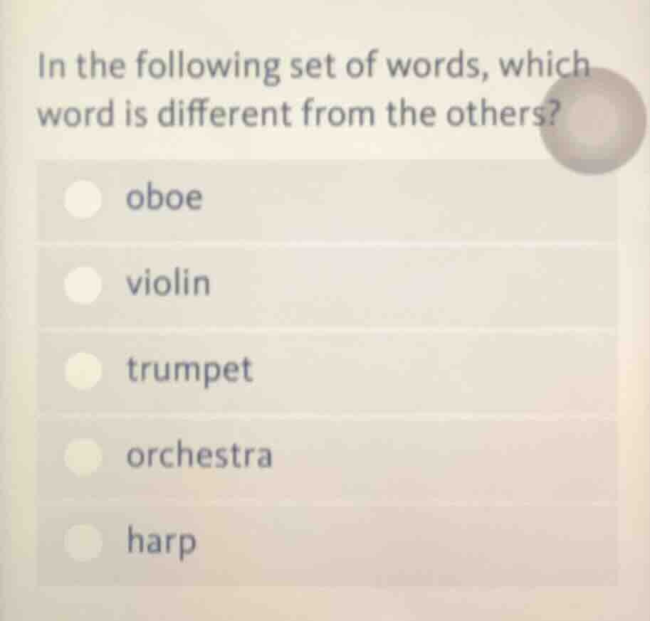 in the following set of words, which word is different from the others?…