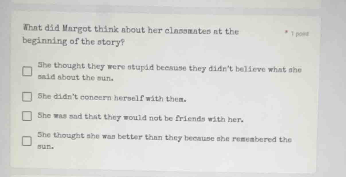 what did margot think about her classmates at the beginning of the stor…