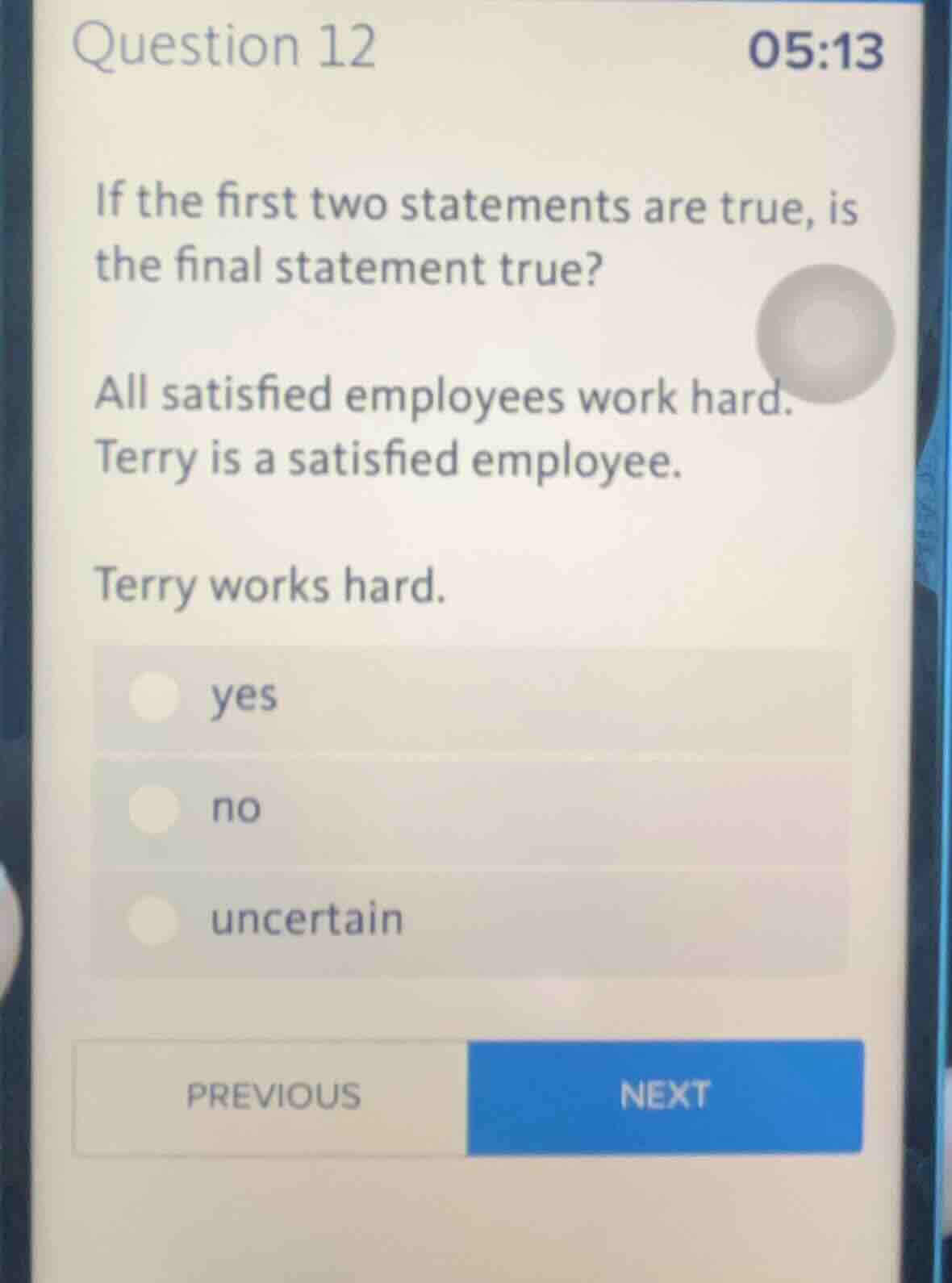 if the first two statements are true, is the final statement true? all …